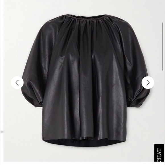 The Frankie Shop Tops - The Frankie Shop Gathered Neck Faux-Leather Top - size M